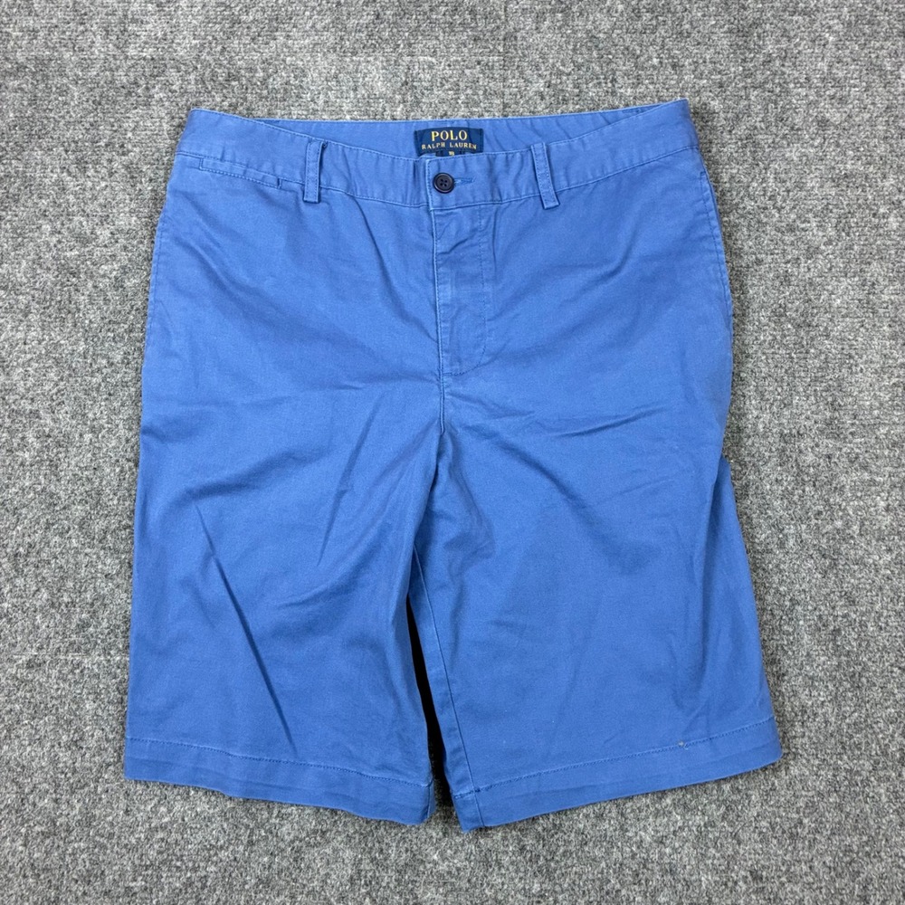 Polo Ralph Lauren Kids Boys Size 18 Blue Chino Shorts Flat Front Cotton Twill
